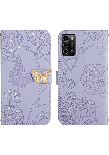 Zte Blade A72 Için Cüzdan Kelebek Kapağı Ayarlanabilir Boyun Kayışı Crossbody Lanyard Kılıf (Yurt Dışından)