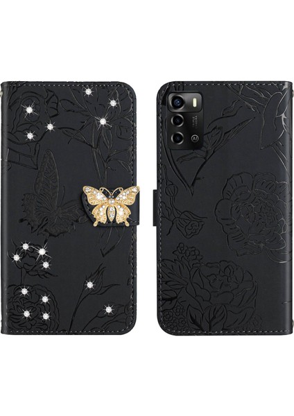 Zte Blade A72 Için Cüzdan Kelebek Kapağı Ayarlanabilir Boyun Kayışı Crossbody Lanyard Kılıf (Yurt Dışından)
