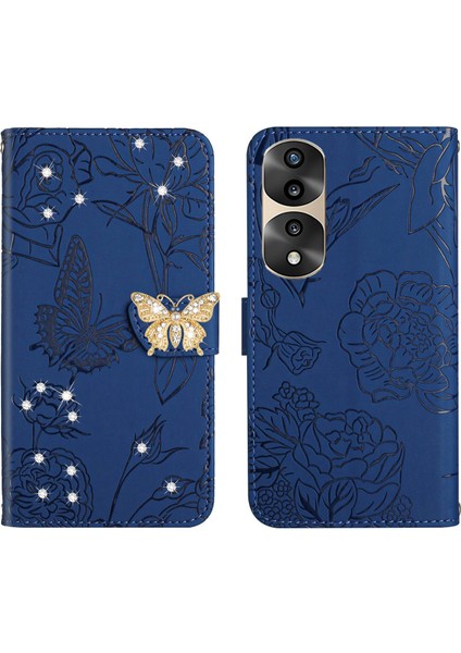 Honor 70 Pro 5g Için Cüzdan Kelebek Kapağı Ayarlanabilir Boyun Kayışı Crossbody Lanyard Kılıf (Yurt Dışından)