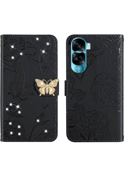 Honor 90 Lite 5g Için Cüzdan Kelebek Kapağı Ayarlanabilir Boyun Kayışı Crossbody Lanyard Kılıf (Yurt Dışından)