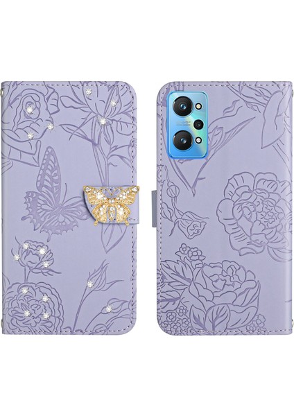 Foxdock Realme Gt Neo 2 Için Cüzdan Kelebek Kapağı Ayarlanabilir Boyun Kayışı Crossbody Lanyard Kılıf (Yurt Dışından)
