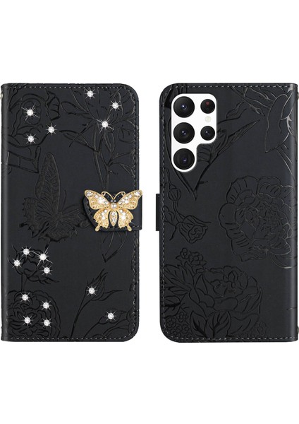 Foxdock Samsung Galaxy S22 Ultra 5g Için Cüzdan Kelebek Kapağı Ayarlanabilir Boyun Kayışı Crossbody Lanyard Kılıf (Yurt Dışından)