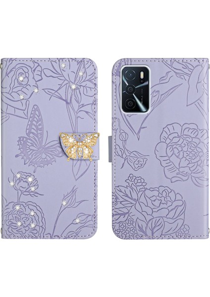 Foxdock Oppo A16/A16S/A54S Için Cüzdan Kelebek Kapağı Ayarlanabilir Boyun Kayışı Crossbody Lanyard Kılıf (Yurt Dışından)