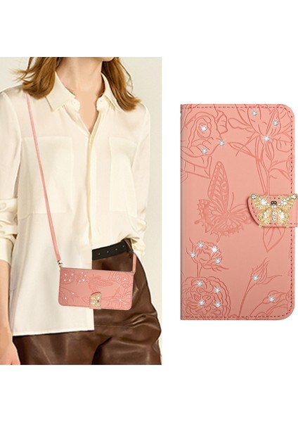 Samsung Galaxy A25 5g Için Cüzdan Kelebek Kapağı Ayarlanabilir Boyun Kayışı Crossbody Lanyard Kılıf (Yurt Dışından)