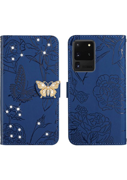 Samsung Galaxy S20 Ultra 5g Için Cüzdan Kelebek Kapağı Ayarlanabilir Boyun Kayışı Crossbody Lanyard Kılıf (Yurt Dışından)