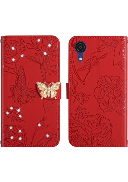 Samsung Galaxy A03 Core Için Cüzdan Kelebek Kapağı Ayarlanabilir Boyun Kayışı Crossbody Lanyard Kılıf (Yurt Dışından)