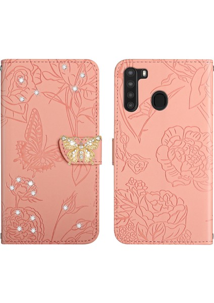 Samsung Galaxy A21 Için Cüzdan Kelebek Kapağı Ayarlanabilir Boyun Kayışı Crossbody Lanyard Kılıf (Yurt Dışından) fırsatları