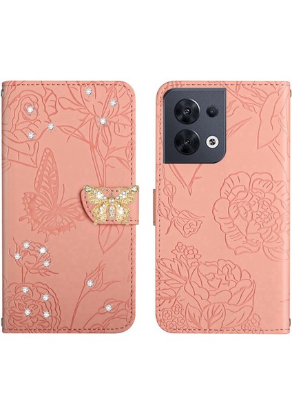 Oppo Reno 8 5g Için Cüzdan Kelebek Kapağı Ayarlanabilir Boyun Kayışı Crossbody Lanyard Kılıf (Yurt Dışından)
