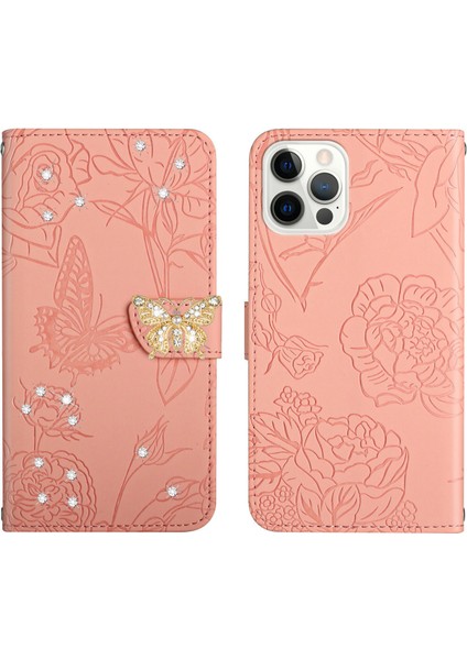 iPhone 14 Pro Için Cüzdan Kelebek Kapağı Ayarlanabilir Boyun Kayışı Crossbody Lanyard Kılıf (Yurt Dışından)
