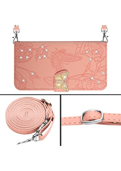 Samsung Galaxy M34 5g Için Cüzdan Kelebek Kapağı Ayarlanabilir Boyun Kayışı Crossbody Lanyard Kılıf (Yurt Dışından)