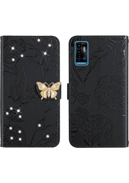 Zte Blade A71 Için Cüzdan Kelebek Kapağı Ayarlanabilir Boyun Kayışı Crossbody Lanyard Kılıf (Yurt Dışından)