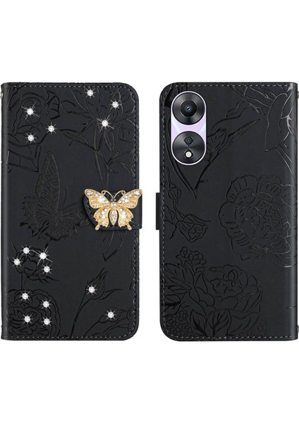 Oppo A58 5g Için Cüzdan Kelebek Kapağı Ayarlanabilir Boyun Kayışı Crossbody Lanyard Kılıf (Yurt Dışından)