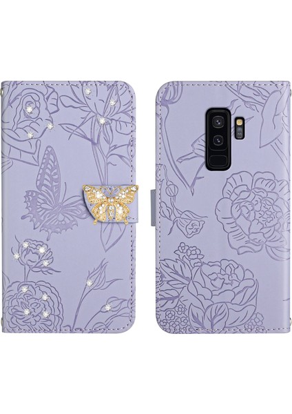 Samsung Galaxy S9 Plus Için Cüzdan Kelebek Kapağı Ayarlanabilir Boyun Kayışı Crossbody Lanyard Kılıf (Yurt Dışından)