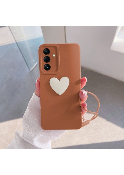 Samsung Galaxy A25 5g Uyumlu Kılıf Kalpli Love Silikon Kılıf Kahverengi