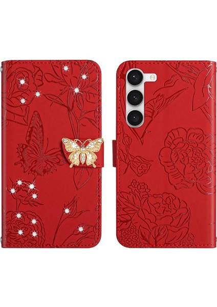 Samsung Galaxy S23 5g Için Cüzdan Kelebek Kapağı Ayarlanabilir Boyun Kayışı Crossbody Lanyard Kılıf (Yurt Dışından)