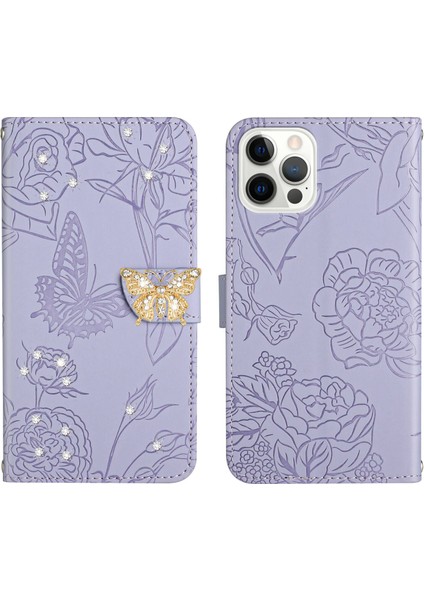 iPhone 15 Pro Max Için Cüzdan Kelebek Kapağı Ayarlanabilir Boyun Kayışı Crossbody Lanyard Kılıf (Yurt Dışından)