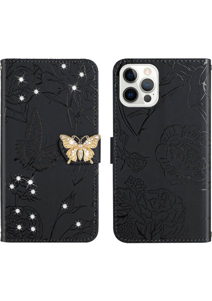 iPhone 15 Pro Max Için Cüzdan Kelebek Kapağı Ayarlanabilir Boyun Kayışı Crossbody Lanyard Kılıf (Yurt Dışından)
