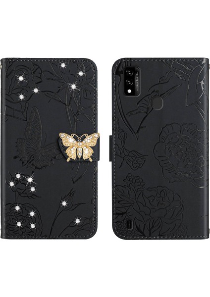 Zte Blade A51 Için Cüzdan Kelebek Kapağı Ayarlanabilir Boyun Kayışı Crossbody Lanyard Kılıf (Yurt Dışından)