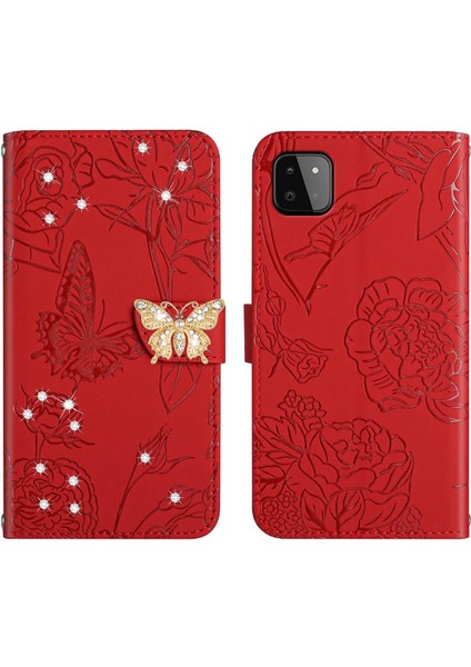 Samsung Galaxy A22 5g Için Cüzdan Kelebek Kapağı Ayarlanabilir Boyun Kayışı Crossbody Lanyard Kılıf (Yurt Dışından)