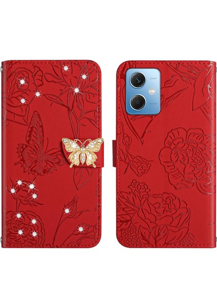 Xiaomi Redmi Note 12 5g Için Cüzdan Kelebek Kapağı Ayarlanabilir Boyun Kayışı Crossbody Lanyard Kılıf (Yurt Dışından)