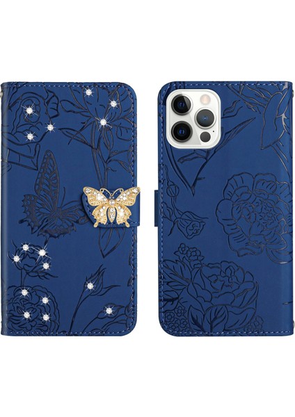iPhone 13 Pro Için Cüzdan Kelebek Kapağı Ayarlanabilir Boyun Kayışı Crossbody Lanyard Kılıf (Yurt Dışından)