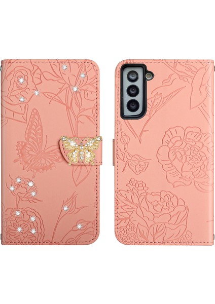 Samsung Galaxy S22 5g Için Cüzdan Kelebek Kapağı Ayarlanabilir Boyun Kayışı Crossbody Lanyard Kılıf (Yurt Dışından)