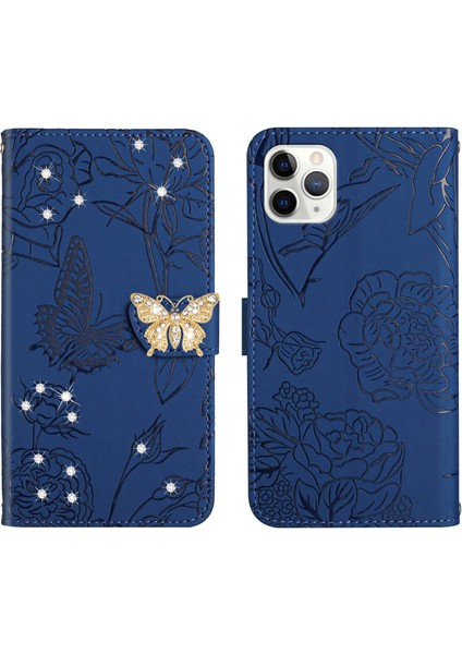 iPhone 11 Pro Max Için Cüzdan Kelebek Kapağı Ayarlanabilir Boyun Kayışı Crossbody Lanyard Kılıf (Yurt Dışından)