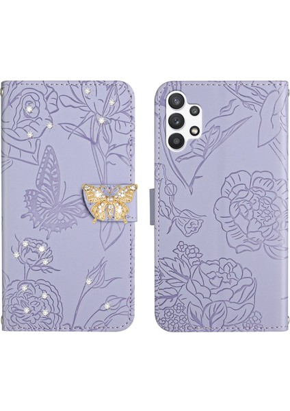 Samsung Galaxy A13 4g Için Cüzdan Kelebek Kapağı Ayarlanabilir Boyun Kayışı Crossbody Lanyard Kılıf (Yurt Dışından)