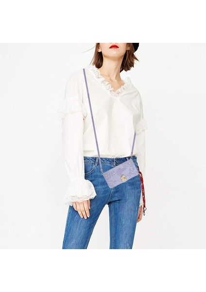 iPhone 13 Için Cüzdan Kelebek Kapağı Ayarlanabilir Boyun Kayışı Crossbody Lanyard Kılıf (Yurt Dışından) modelleri