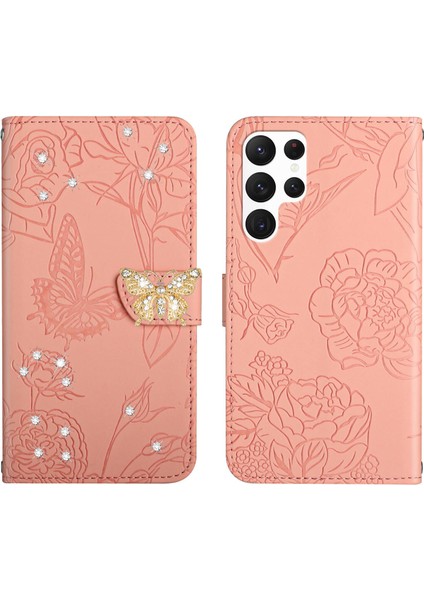 Samsung Galaxy S23 Ultra 5g Için Cüzdan Kelebek Kapağı Ayarlanabilir Boyun Kayışı Crossbody Lanyard Kılıf (Yurt Dışından)
