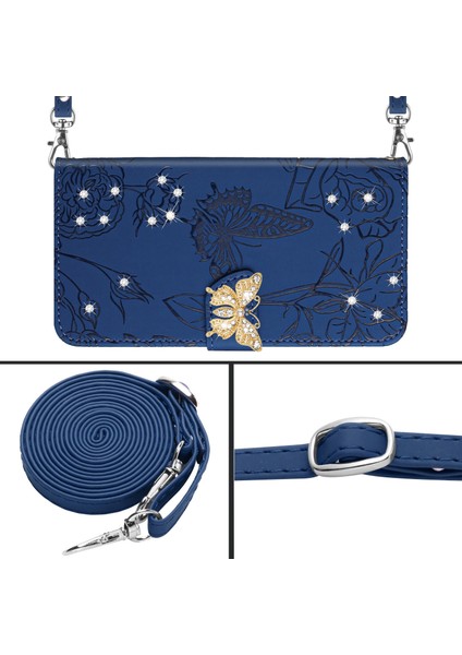 Oppo Reno 8 Pro 5g Için Cüzdan Kelebek Kapağı Ayarlanabilir Boyun Kayışı Crossbody Lanyard Kılıf (Yurt Dışından)