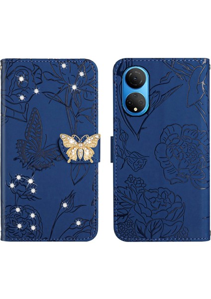 Honor X7 Için Cüzdan Kelebek Kapağı Ayarlanabilir Boyun Kayışı Crossbody Lanyard Kılıf (Yurt Dışından)