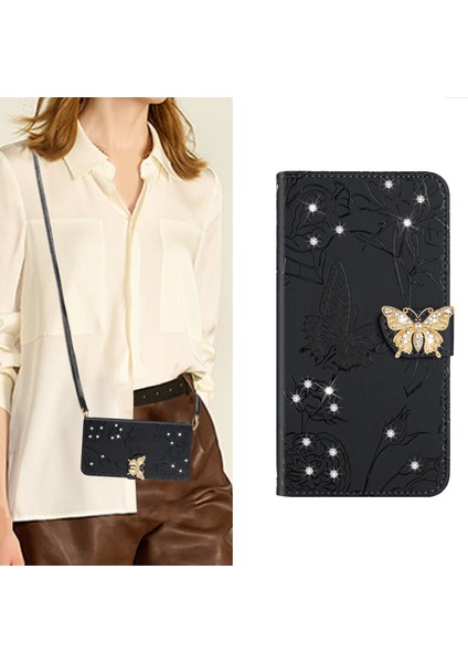 iPhone 13 Için Cüzdan Kelebek Kapağı Ayarlanabilir Boyun Kayışı Crossbody Lanyard Kılıf (Yurt Dışından) fiyatları