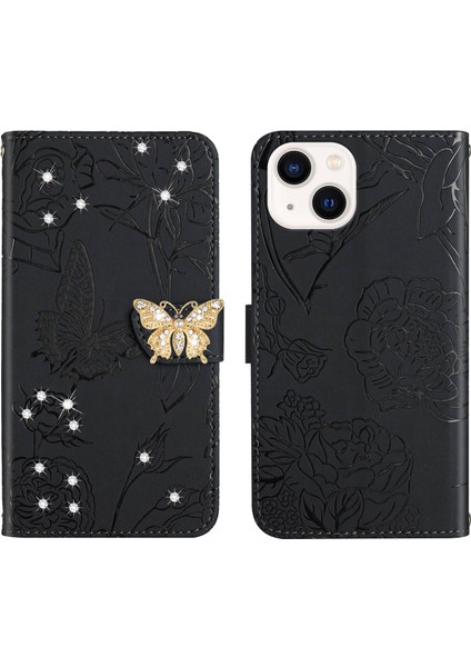 iPhone 13 Için Cüzdan Kelebek Kapağı Ayarlanabilir Boyun Kayışı Crossbody Lanyard Kılıf (Yurt Dışından) fırsatları