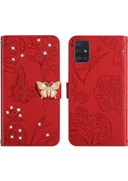Samsung Galaxy A71 4g Için Cüzdan Kelebek Kapağı Ayarlanabilir Boyun Kayışı Crossbody Lanyard Kılıf (Yurt Dışından)