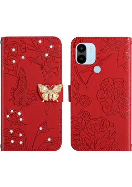 Xiaomi Redmi A1 Plus Için Cüzdan Kelebek Kapağı Ayarlanabilir Boyun Kayışı Crossbody Lanyard Kılıf (Yurt Dışından)