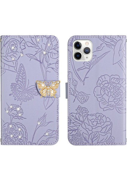iPhone 11 Pro Için Cüzdan Kelebek Kapağı Ayarlanabilir Boyun Kayışı Crossbody Lanyard Kılıf (Yurt Dışından)