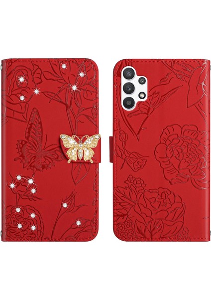 Samsung Galaxy A13 4g Için Cüzdan Kelebek Kapağı Ayarlanabilir Boyun Kayışı Crossbody Lanyard Kılıf (Yurt Dışından)