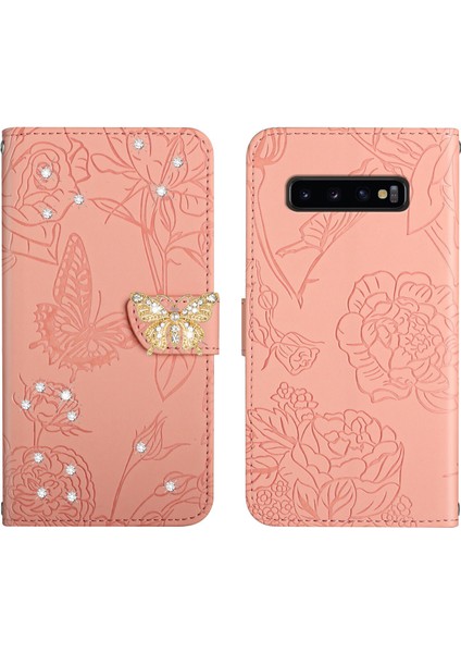 Samsung Galaxy S10 Için Cüzdan Kelebek Kapağı Ayarlanabilir Boyun Kayışı Crossbody Lanyard Kılıf (Yurt Dışından)