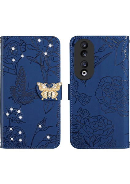 Honor 90 5g Için Cüzdan Kelebek Kapağı Ayarlanabilir Boyun Kayışı Crossbody Lanyard Kılıf (Yurt Dışından)