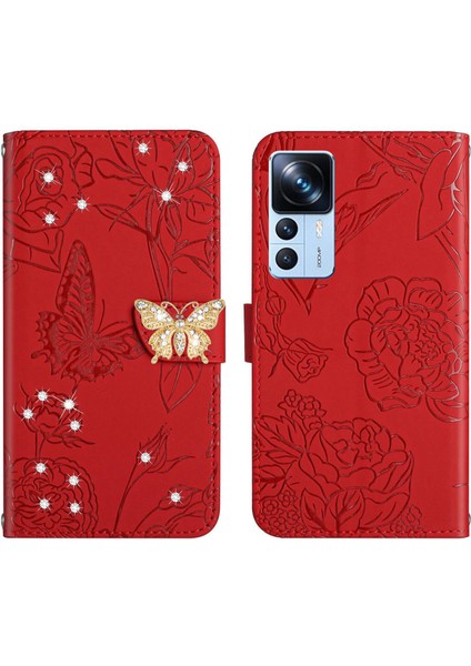 Xiaomi 12T/12T Pro 5g Için Cüzdan Kelebek Kapağı Ayarlanabilir Boyun Kayışı Crossbody Lanyard Kılıf (Yurt Dışından)