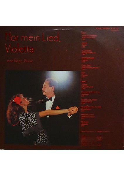 Hör Mein Lied, Violetta ● Eine Tango-Revue Vinly Plak Alithestereo