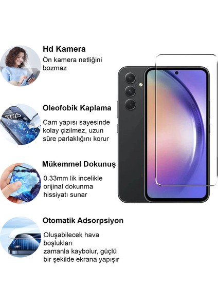 Samsung Galaxy A54 Kırılmaz Cam Şeffaf 0.3mm Kılıf Dostu Temperli Ekran Koruyucu