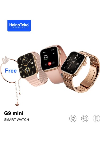 Haino Teko G9 Mini Amoled Ekran Akıllı Saat Bileklik Hediyeli Gold Rose