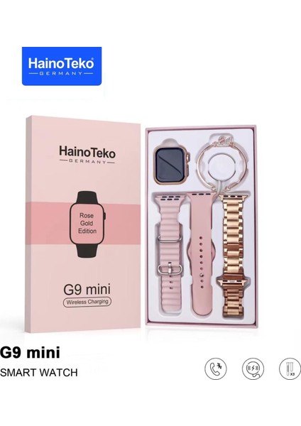 Haino Teko G9 Mini Amoled Ekran Akıllı Saat Bileklik Hediyeli Gold Rose