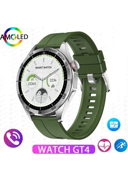 RW44 Watch GT4 Amoled Ekran Android İos HarmonyOs Uyumlu 3 Kordonlu Akıllı Saat Yeşil