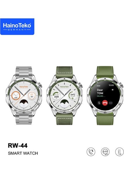 RW44 Watch GT4 Amoled Ekran Android İos HarmonyOs Uyumlu 3 Kordonlu Akıllı Saat Yeşil