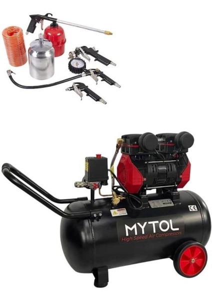 MY0501 50 Lt 1.5 Hp Sessiz Yüksek Hızlı Kompresör ve 5 Parça Setli