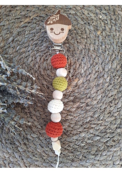 Isme Özel Ahşap Bebek Emzik Zinciri Amigurumi Palamut Yenidoğan Isimli Emzik Askısı