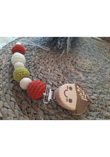 Isme Özel Ahşap Bebek Emzik Zinciri Amigurumi Palamut Yenidoğan Isimli Emzik Askısı